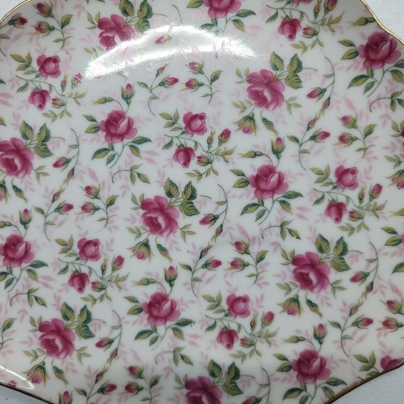 Vintage Lefton Hand Painted Chintz Pattern Snack Plates #637 - Picture 7 of 10